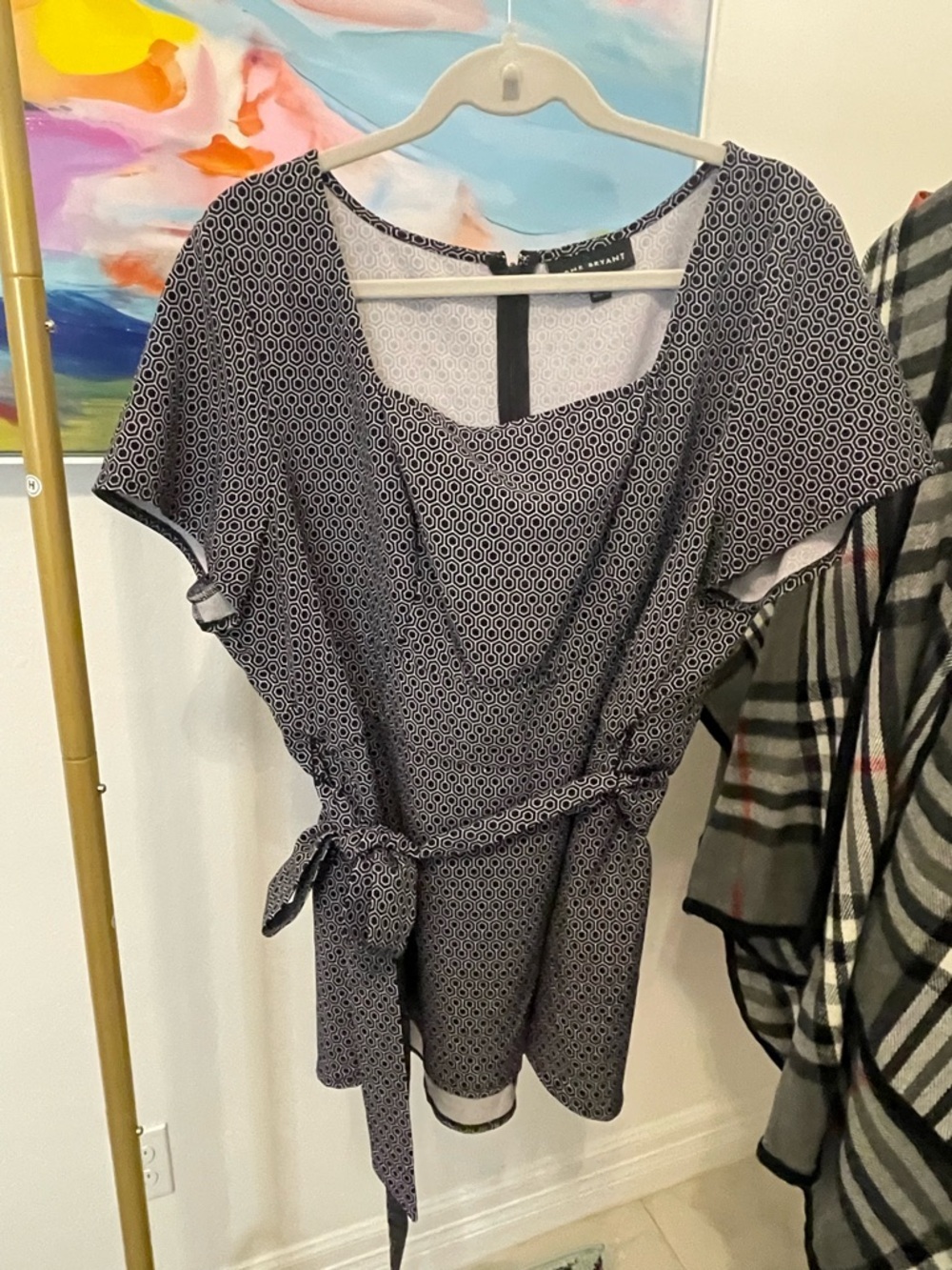 Lane Bryant‎ Black & White Geometric Tie-Waist Tunic size 16 - Picture 4 of 6